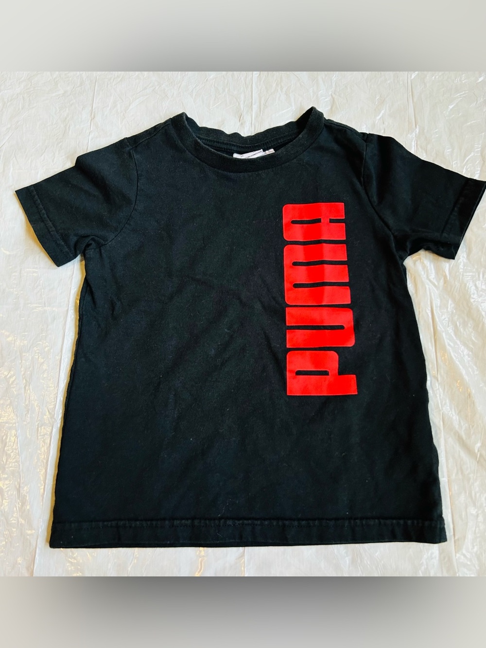 PUMA Kids Black T shirt with Red Logo